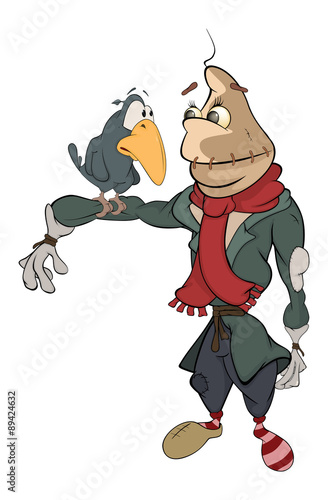 illustration of a funny scarecrow. Cartoon