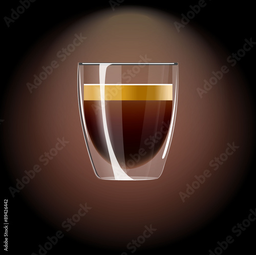 Realistic coffee icon. Vector Illustration with espresso.