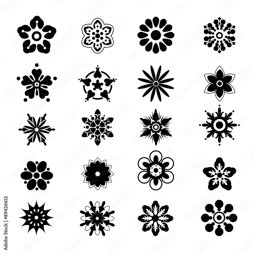 Vector set with design elements for decoration. Flowers set. Vector set with design elements for decoration. Flowers set.