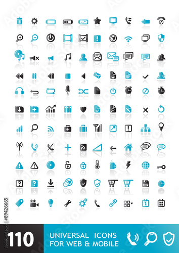 Vector set with simple icons. 110 Elements.