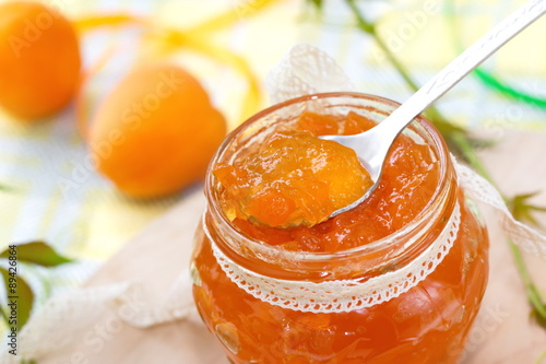 Apricot jam and  Fresh apricots