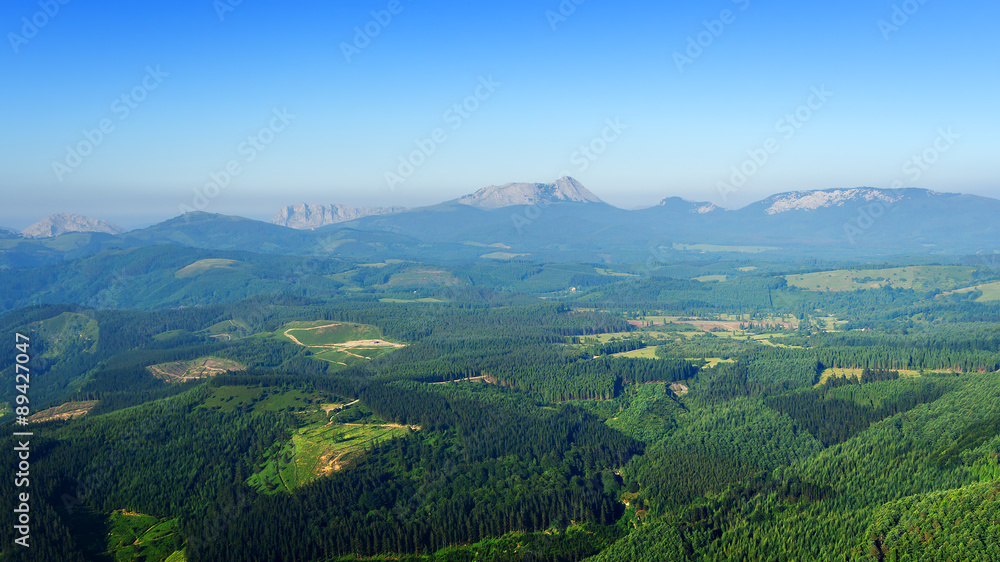 valley with Urkiola mountain range in Basque Country