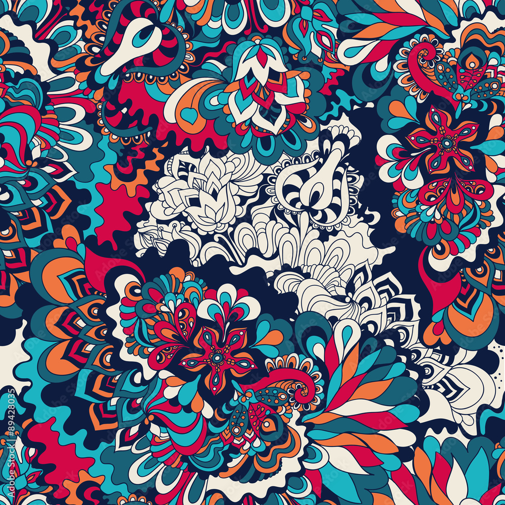Seamless abstract hand-drawn floral background. Seamless abstract hand-drawn floral background.