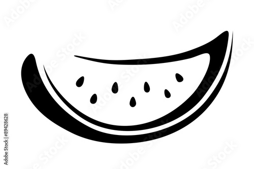 Watermelon slice. Vector black silhouette.