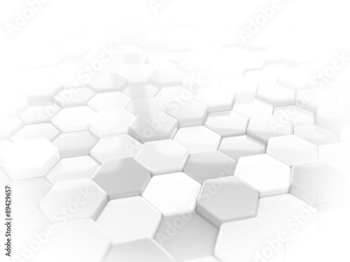 Abstract white 3D render hexagonal geometric structure background