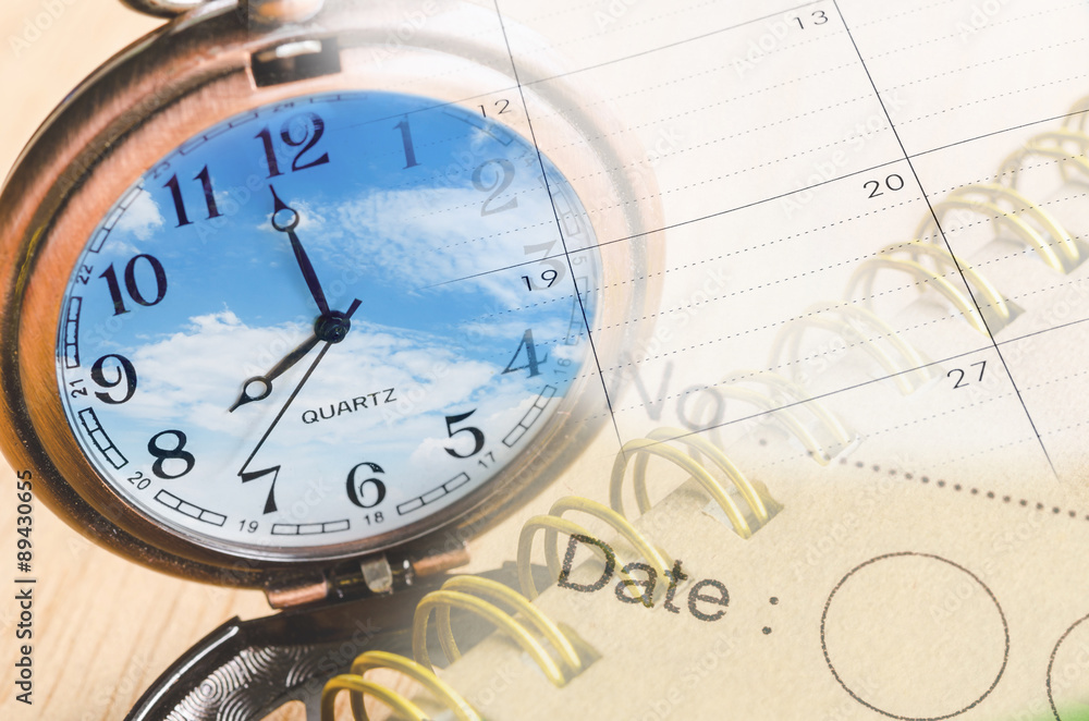 custom made wallpaper toronto digitalCollage with clock and calendar, time concept