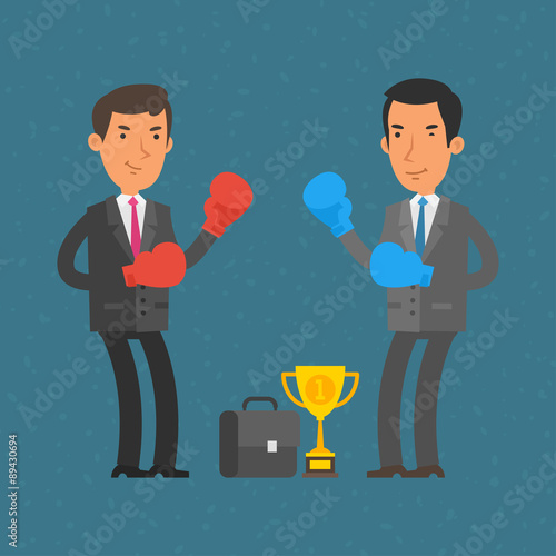 Businessmen and boxing duel