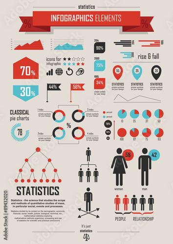 Vector Illustration with Infographics elements in blue & red col