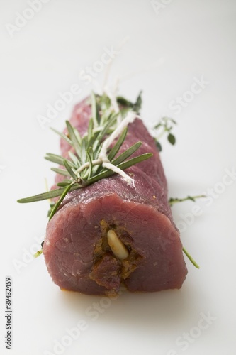 Marinated beef roulade with rosemary and pine nuts