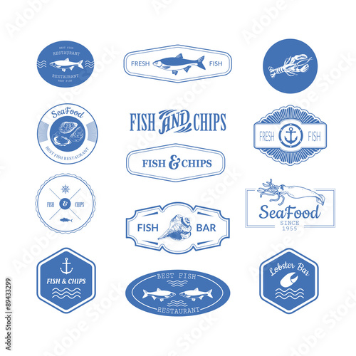 Vector Illustration with logo for fish restaurant or fish market