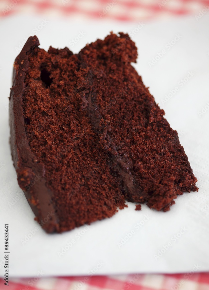 Piece of Three Layer Chocolate Cake Piece of Three Layer Chocolate Cake