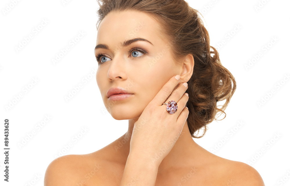 woman with one cocktail ring