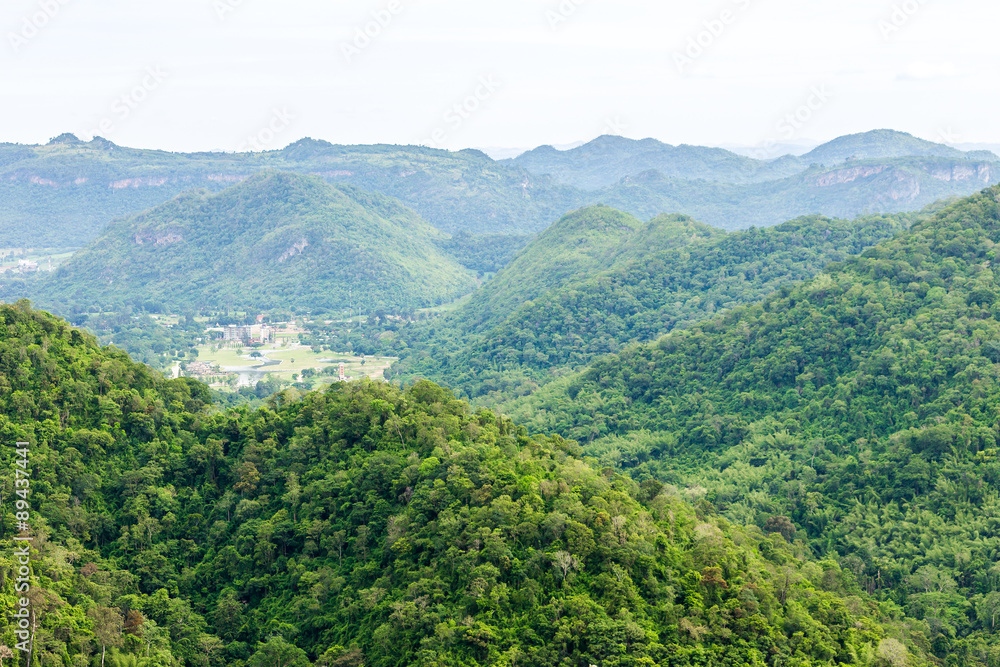 View of mountain with fog, Khao Yai National Park, Thailand