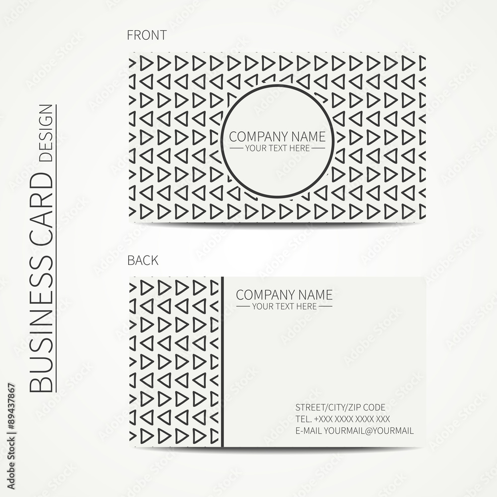 Geometric monochrome business card template with hipster Geometric monochrome business card template with hipster