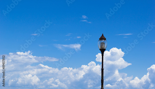 Garden lamp on blue sky background