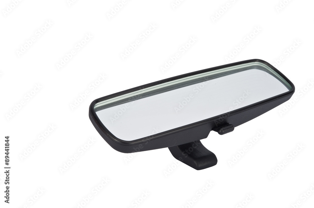 Rear view mirror closeup in white background Rear view mirror closeup in white background