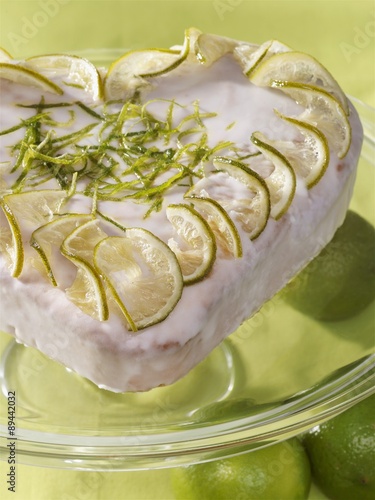 Heart-shaped lime cake with Caipirinha photo