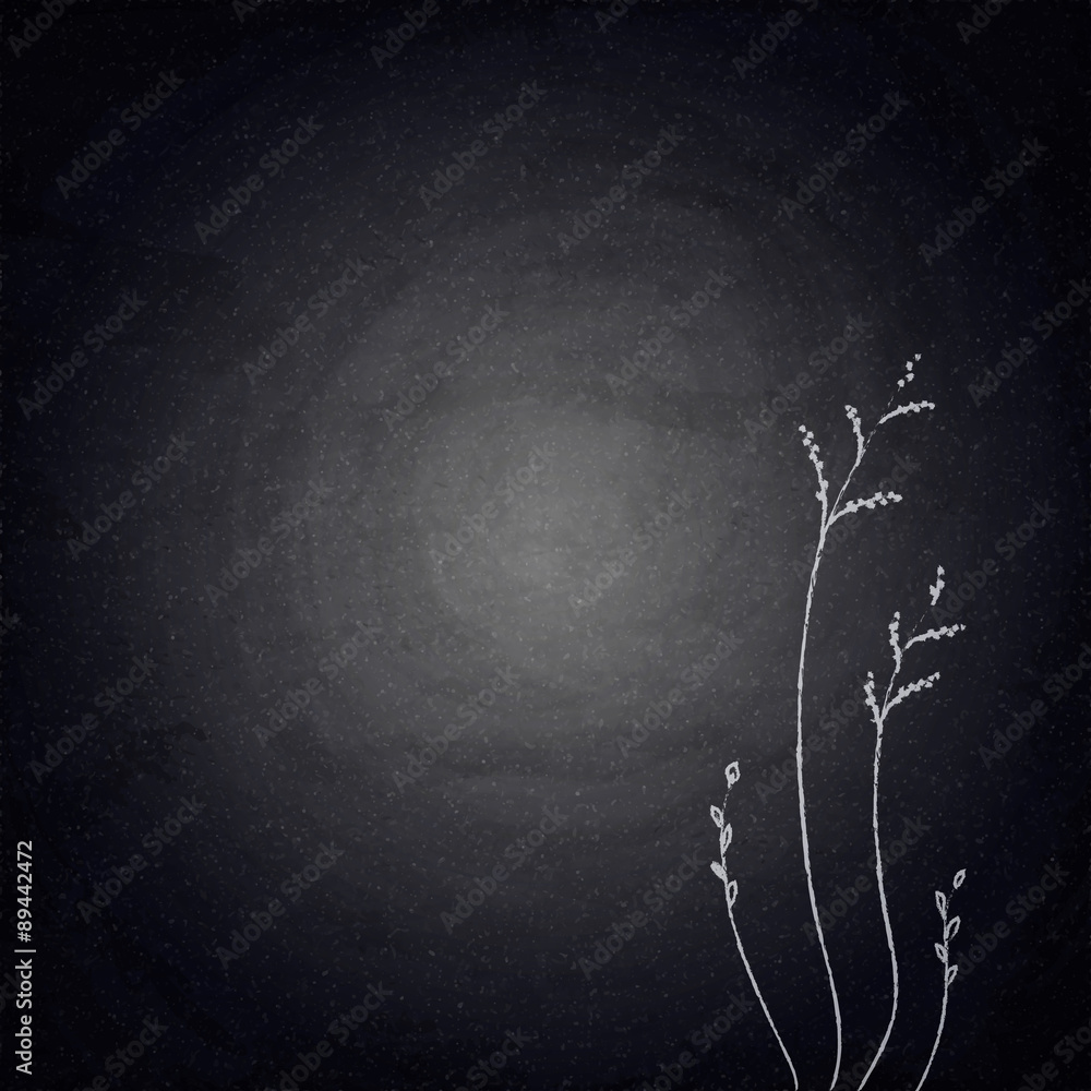 Chalkboard background with drawing plants Stock Vector | Adobe Stock
