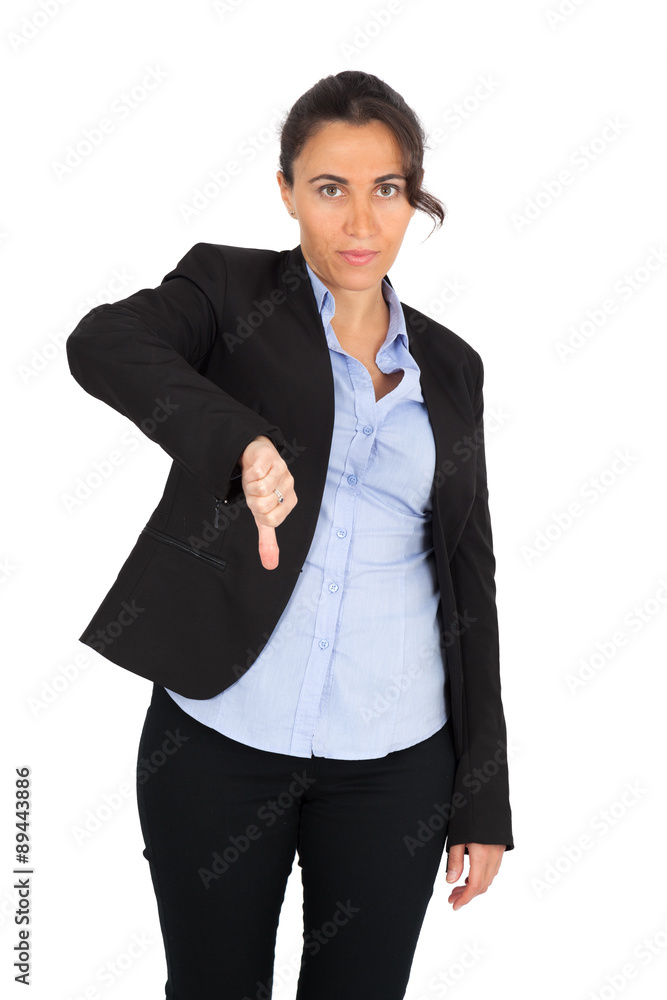 Beautiful woman doing different expressions in different sets of clothes: thumbs down Beautiful woman doing different expressions in different sets of clothes: thumbs down