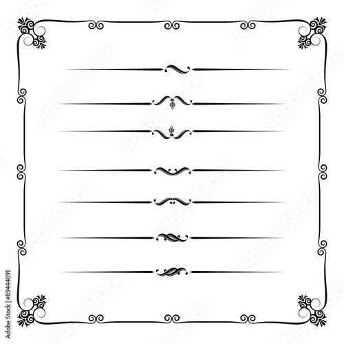 Collection of decorative line elements, border and page rules ve