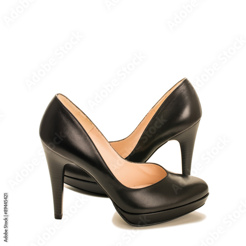 Black high heel women shoes isolated on white