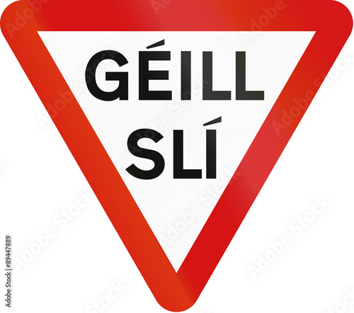 Free Download Irish traffic sign: Yield sign - Version in Gaelic language - GFXLoad