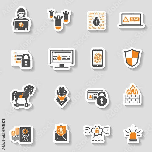 Internet Security Icon Sticker Set