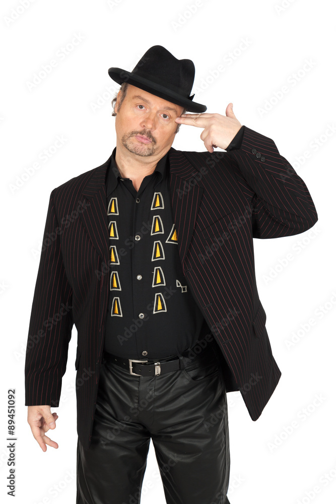 Handsome man doing different expressions in different sets of clothes: suicide Handsome man doing different expressions in different sets of clothes: suicide