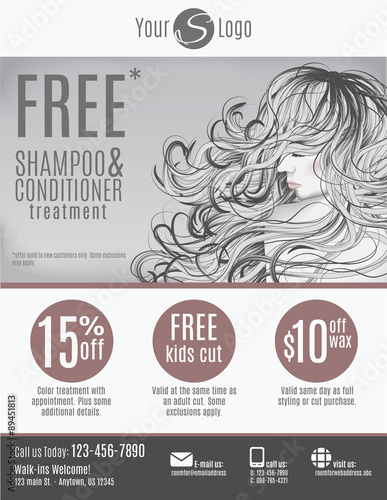 Salon flyer template with coupons 