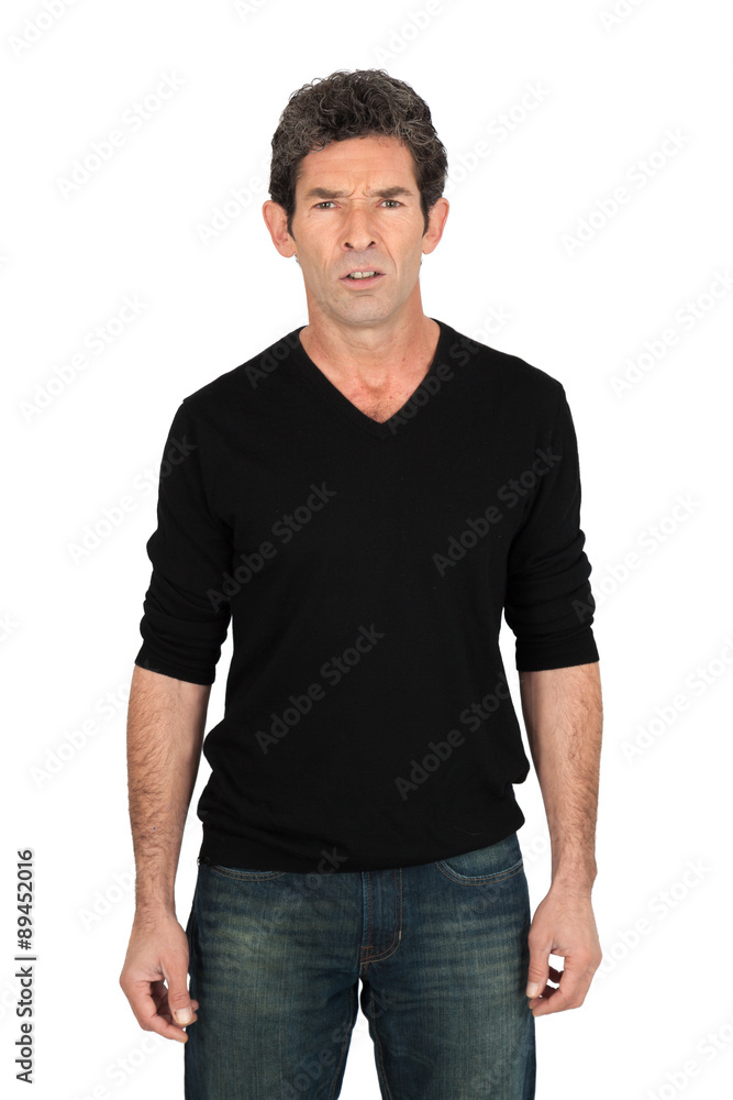 Handsome man doing different expressions in different sets of clothes: surprise Handsome man doing different expressions in different sets of clothes: surprise