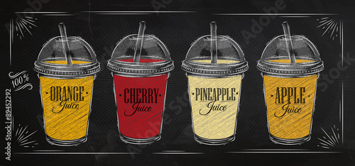 Poster set of juice chalk