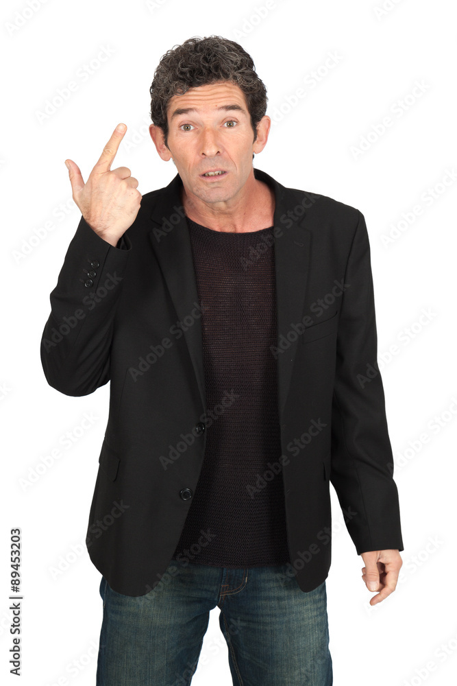Handsome man doing different expressions in different sets of clothes: you are crazy Handsome man doing different expressions in different sets of clothes: you are crazy