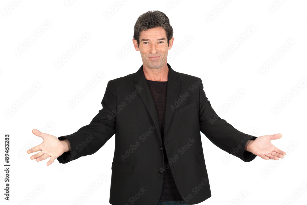 Handsome man doing different expressions in different sets of clothes: welcome Handsome man doing different expressions in different sets of clothes: welcome
