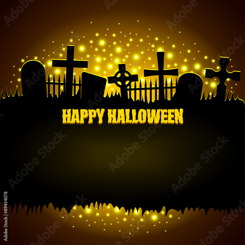 Glowing graveyard Halloween background