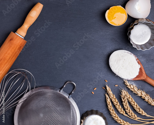 Ingredients and untensil for baking photo