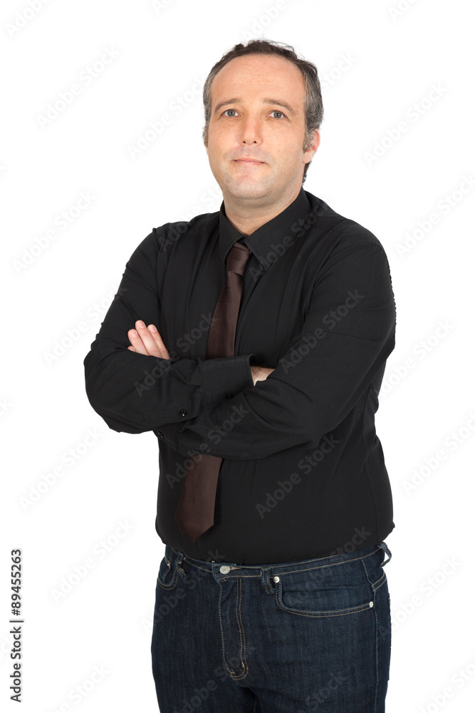 Fototapeta premium Handsome man doing different expressions in different sets of clothes: arms crossed