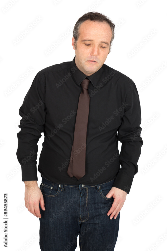 Handsome man doing different expressions in different sets of clothes: tired Handsome man doing different expressions in different sets of clothes: tired