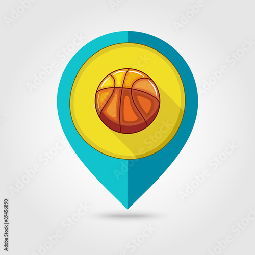 Basketball flat mapping pin icon