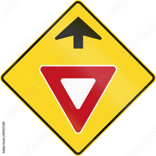 Free Download Canadian road warning sign - Yield ahead. This sign is used in Quebec - GFXLoad