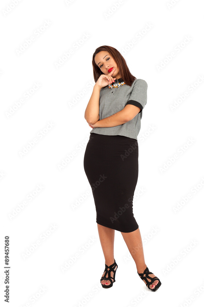 Beautiful woman doing different expressions in different sets of clothes: up Beautiful woman doing different expressions in different sets of clothes: up
