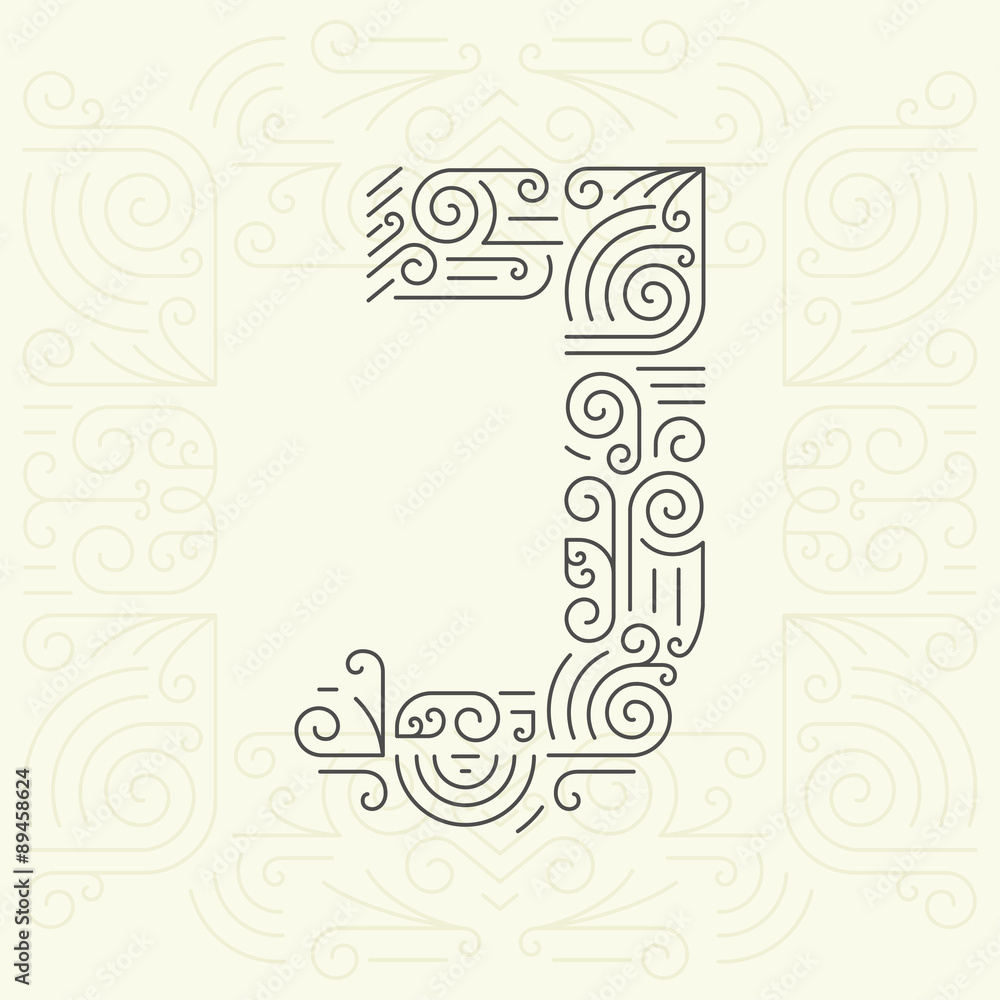 Golden Monogram Design element for Labels and Badges. Letter J Golden Monogram Design element for Labels and Badges. Letter J