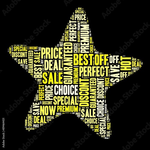 Big Sale Word cloud, Star golden