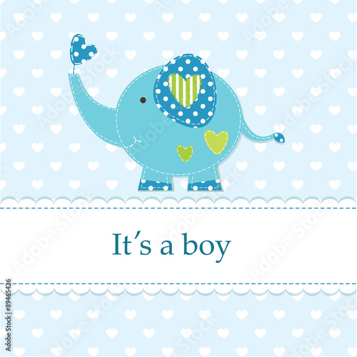 Cute blue baby shower with elephant