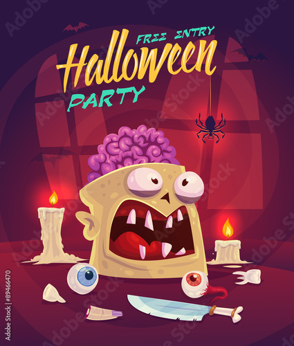 Horror set. Halloween poster background card. Vector