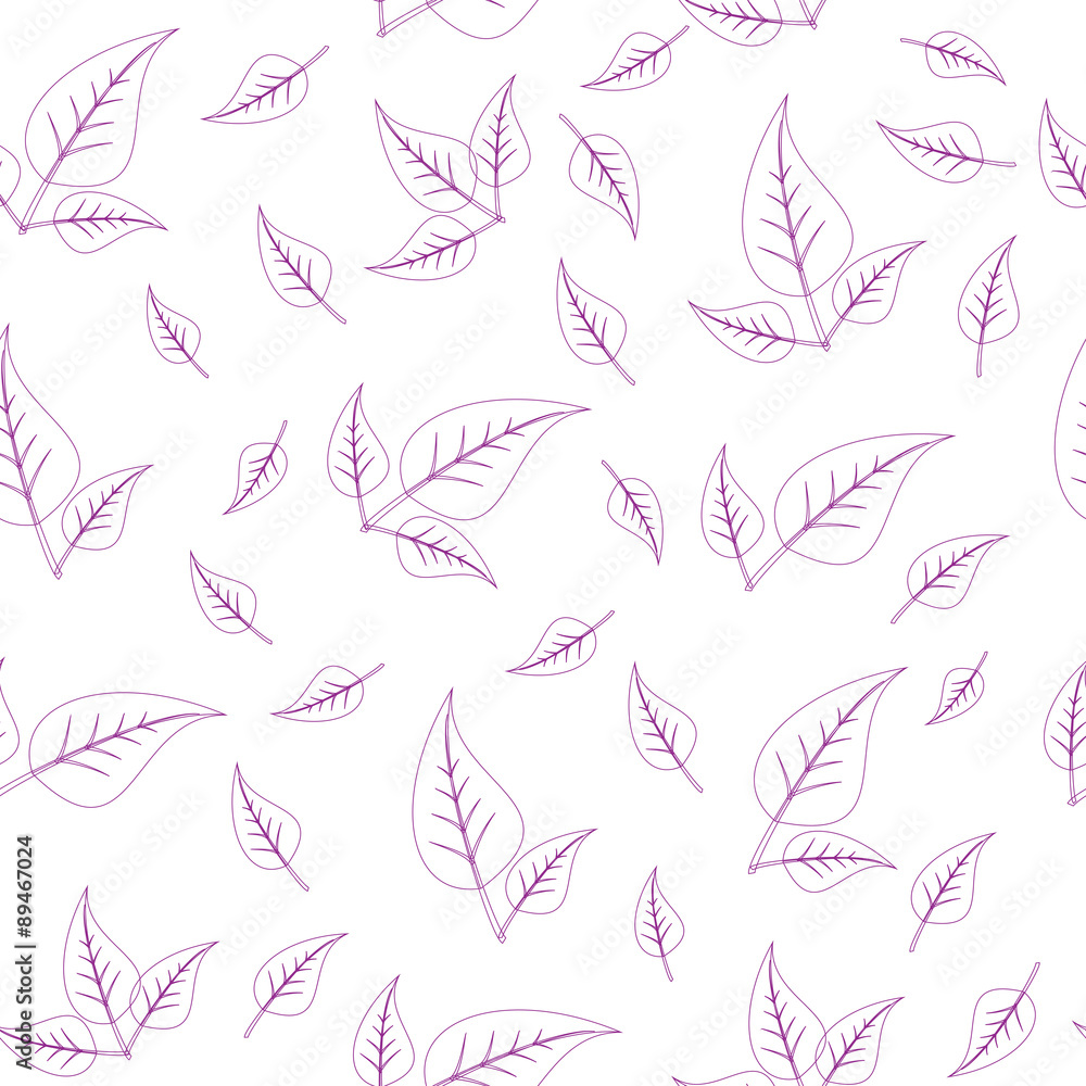 Fototapeta premium Vector seamless texture of the contours of leaves