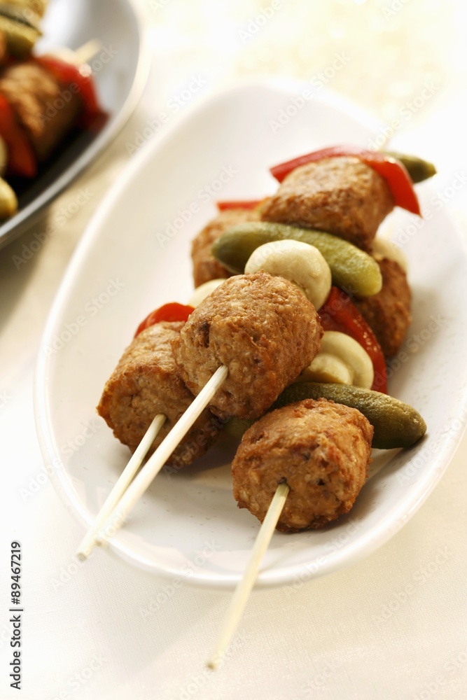 Mince and vegetable skewers Mince and vegetable skewers