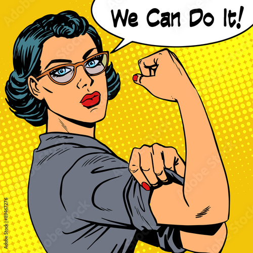 Woman with glasses we can do it the power of feminism