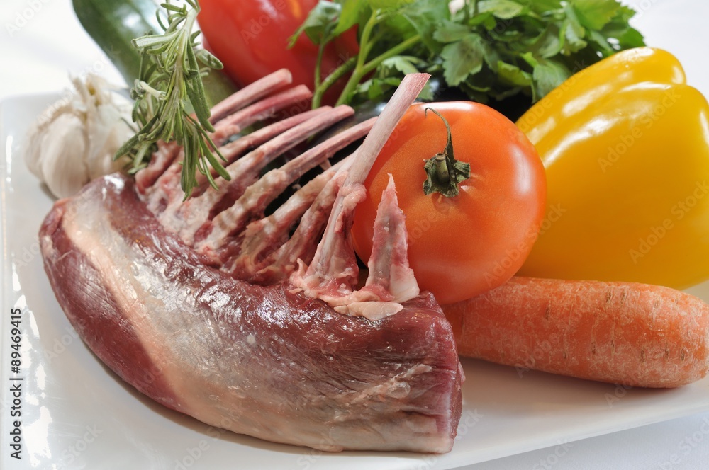 Ingredients for rack of lamb with vegetables Ingredients for rack of lamb with vegetables