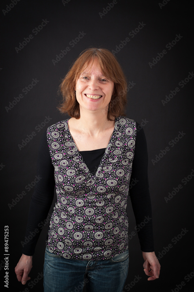Beautiful woman doing different expressions in different sets of clothes: smile Beautiful woman doing different expressions in different sets of clothes: smile