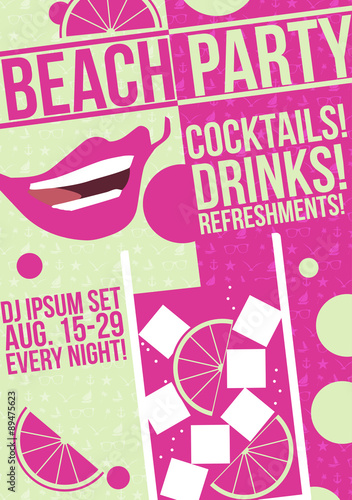 Cocktail Party Retro Poster Design - Vector Illustration